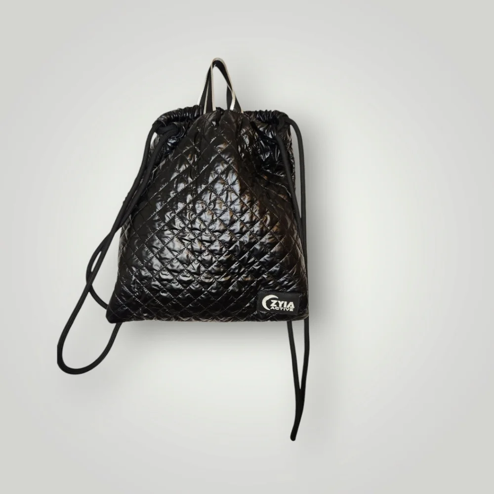 Zyia active quilted drawstring backpack USA Black Bag